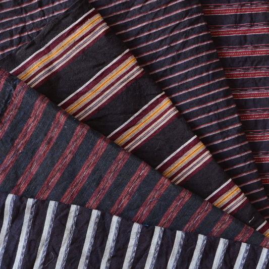 Japanese Fabric Scraps Set Cotton Stripe Pattern Vintage B3