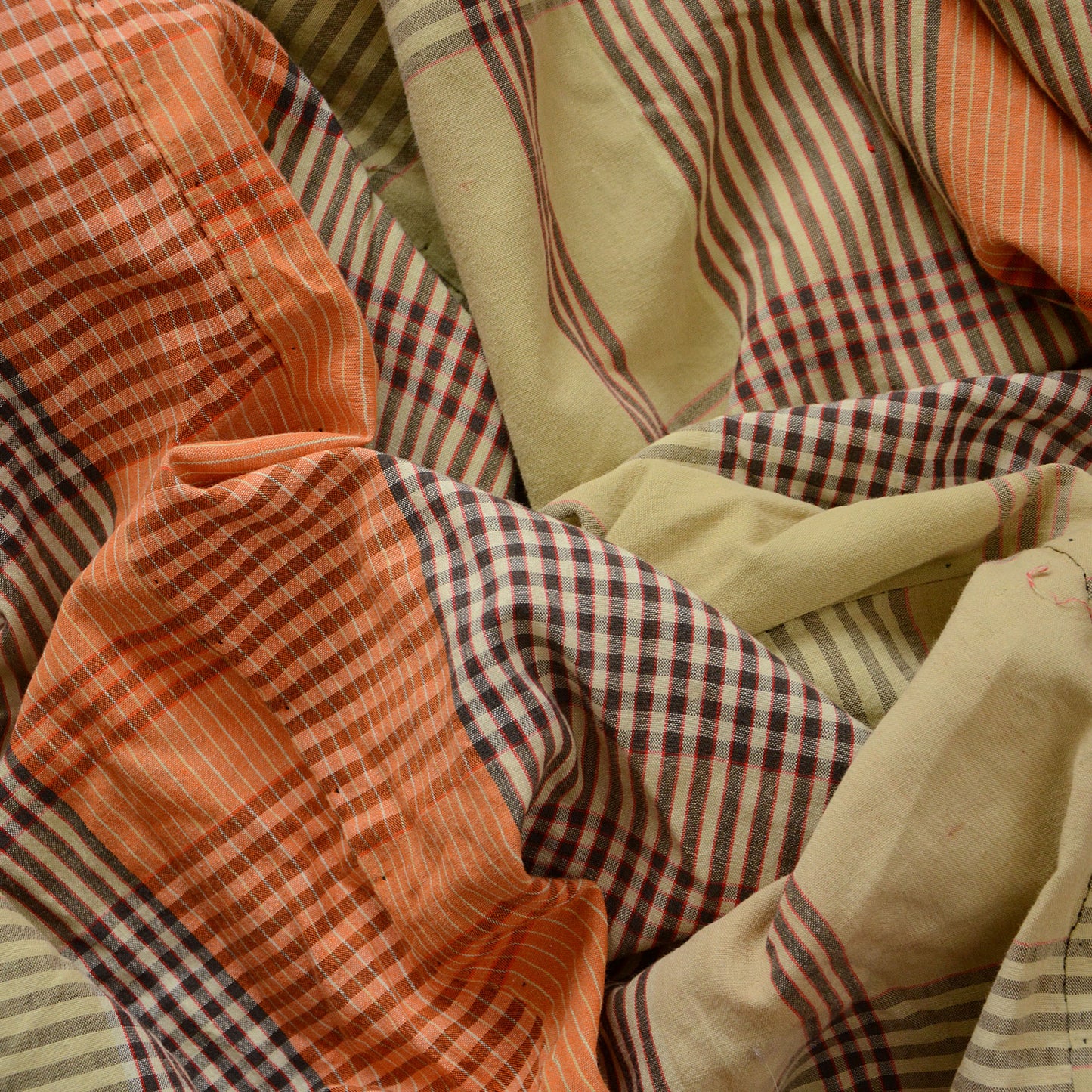 Japanese Fabric Cotton Vintage Scraps Futon Cover Checkered Pattern Textile