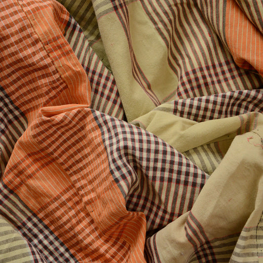 Japanese Fabric Cotton Vintage Scraps Futon Cover Checkered Pattern Textile