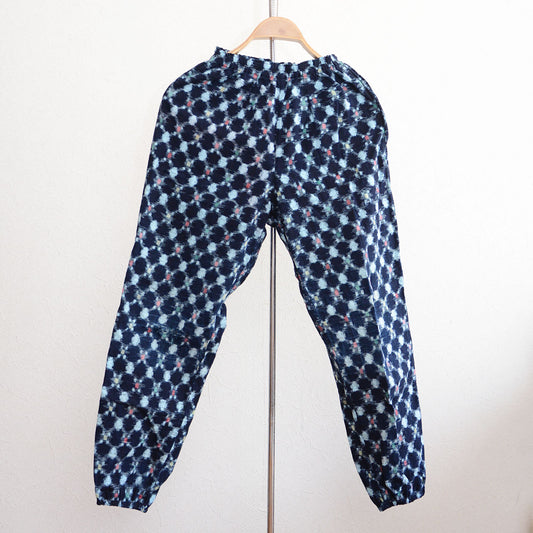 Monpe pants made of Japanese indigo kasuri cotton