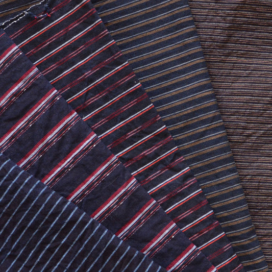 Japanese Fabric Scraps Set Cotton Stripe Pattern Vintage B7