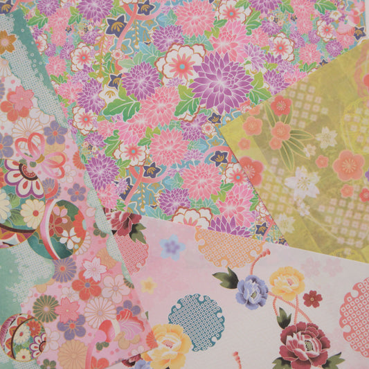 Japanese origami paper set with traditional patterns