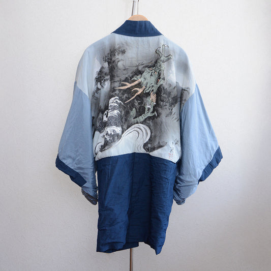 Haori Kimono Japanese For Men Vintage Jacket Dragon Painting