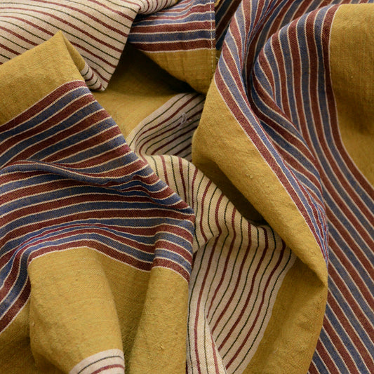 Vintage Japanese cotton furoshiki with striped pattern from mid-Showa era, ideal for crafts and decor