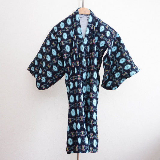 vintage Japanese noragi jacket in indigo-dyed kasuri cotton