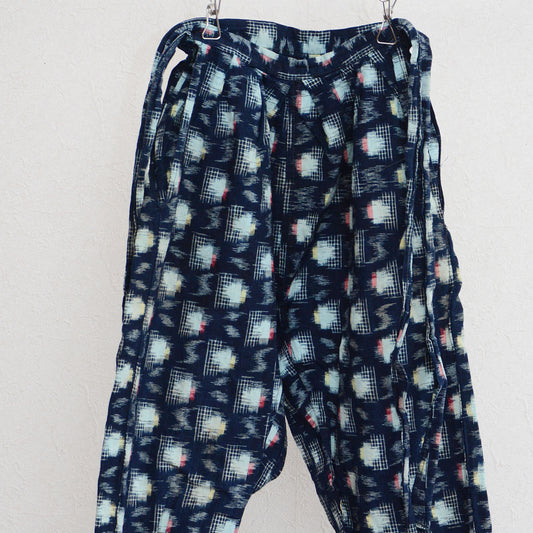 Monpe Pants For Children Kimono Japanese Fabric Vintage Indigo Aizome Kasuri Pattern
