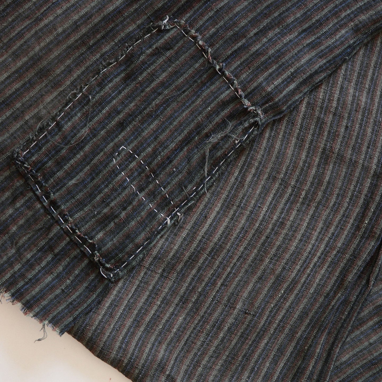 Boro Fabric Japan Vintage Scraps Aizu Momen Cotton Stripe Pattern Textile