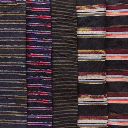Vintage Japanese Cotton Stripes – 5 Assorted Pieces for Handcrafting B16