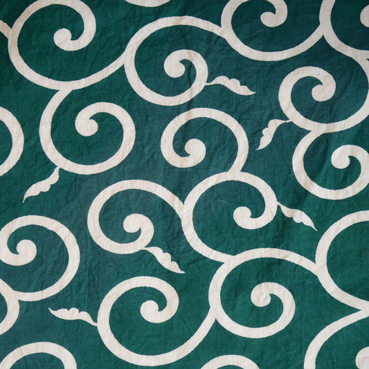 Karakusa Furoshiki Wrapping Cloth Japanese Fabric Cotton Vintage Green Large