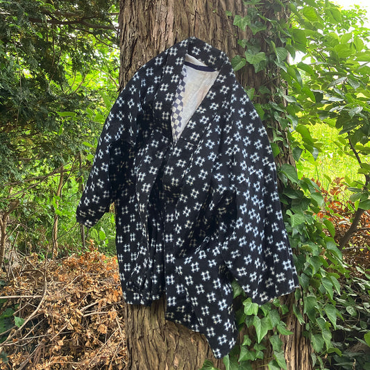 Vintage Japanese Noragi with Igeta Kasuri and Tenugui Lining
