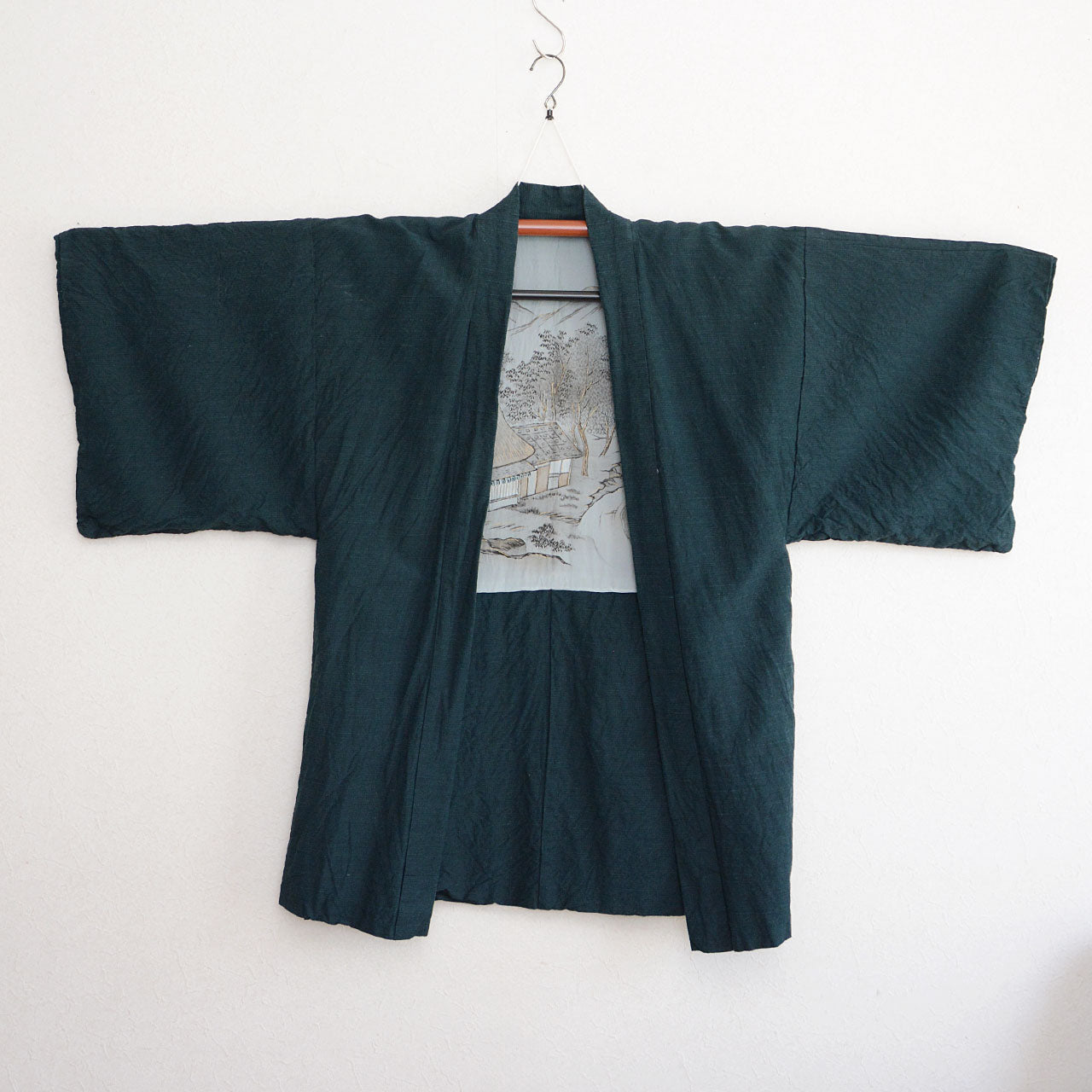 Showa Era Men’s Haori with Art-Inspired Back Lining – Japanese Vintage