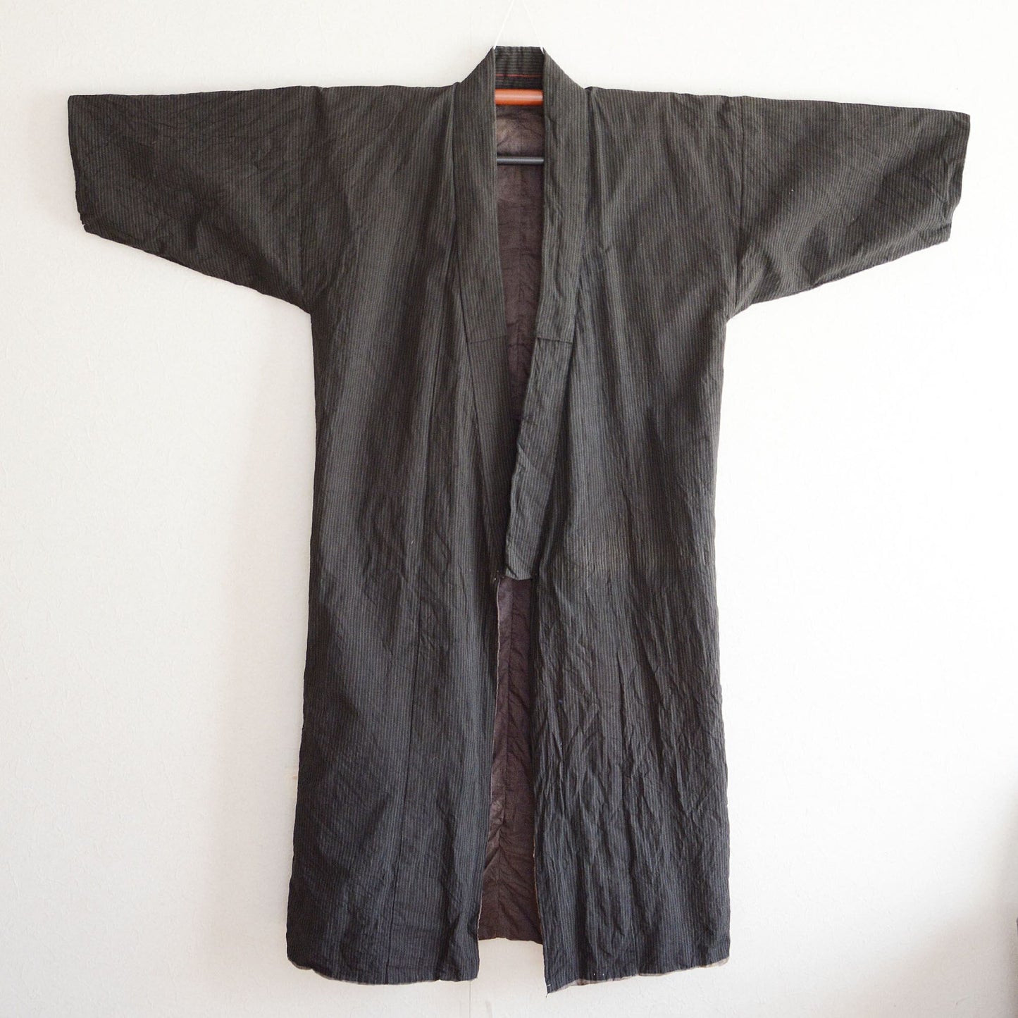 Kimono Robe Long Men Japanese Fabric Cotton Vintage Stripe Pattern