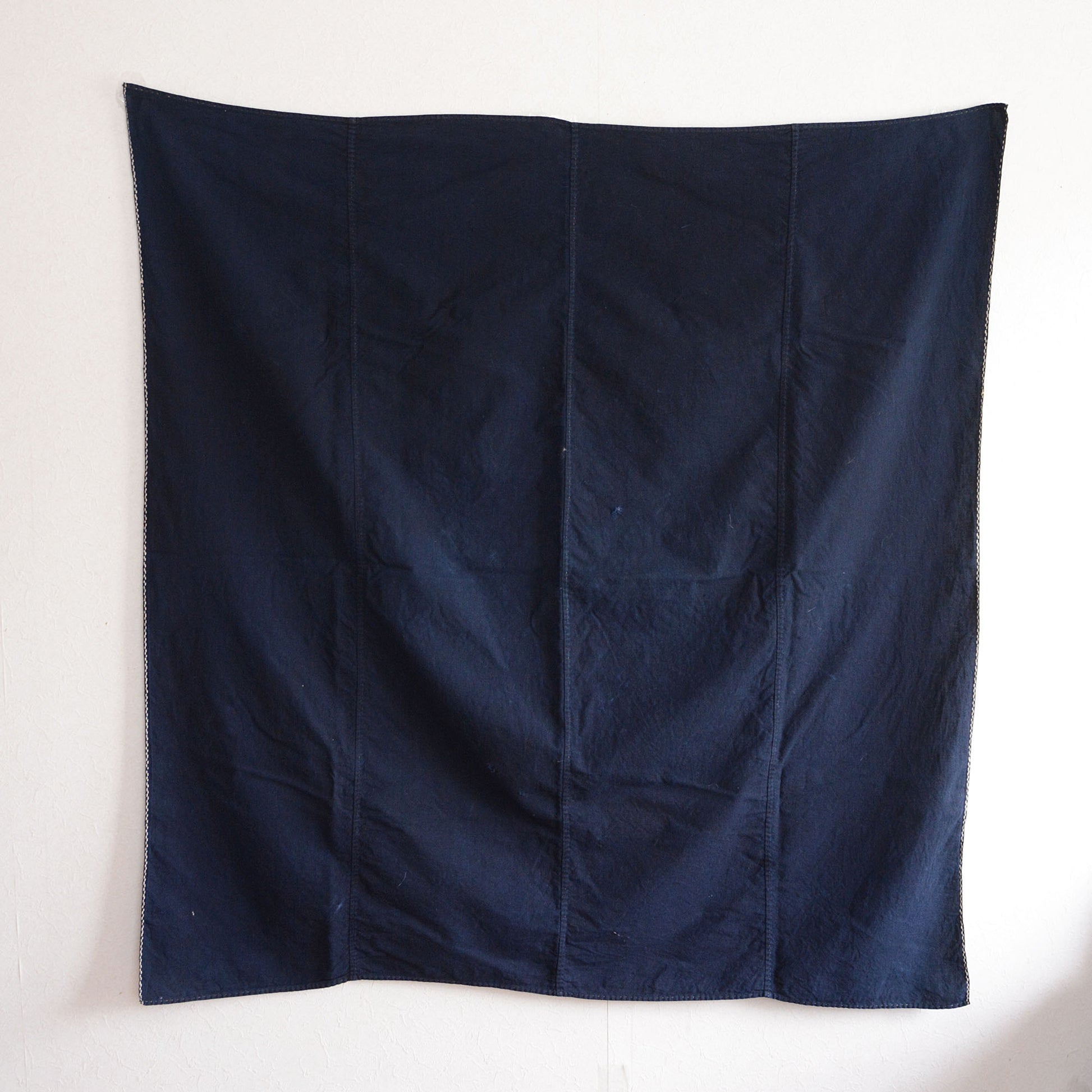 Soft indigo dyed cotton textile with traditional Japanese design