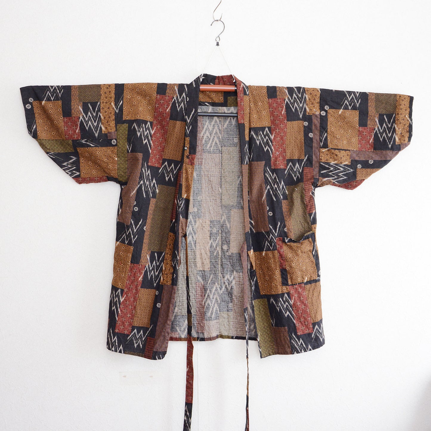 Samue Jacket Haori Kimono Cotton Batik-Like Pattern Japanese Fabric Vintage
