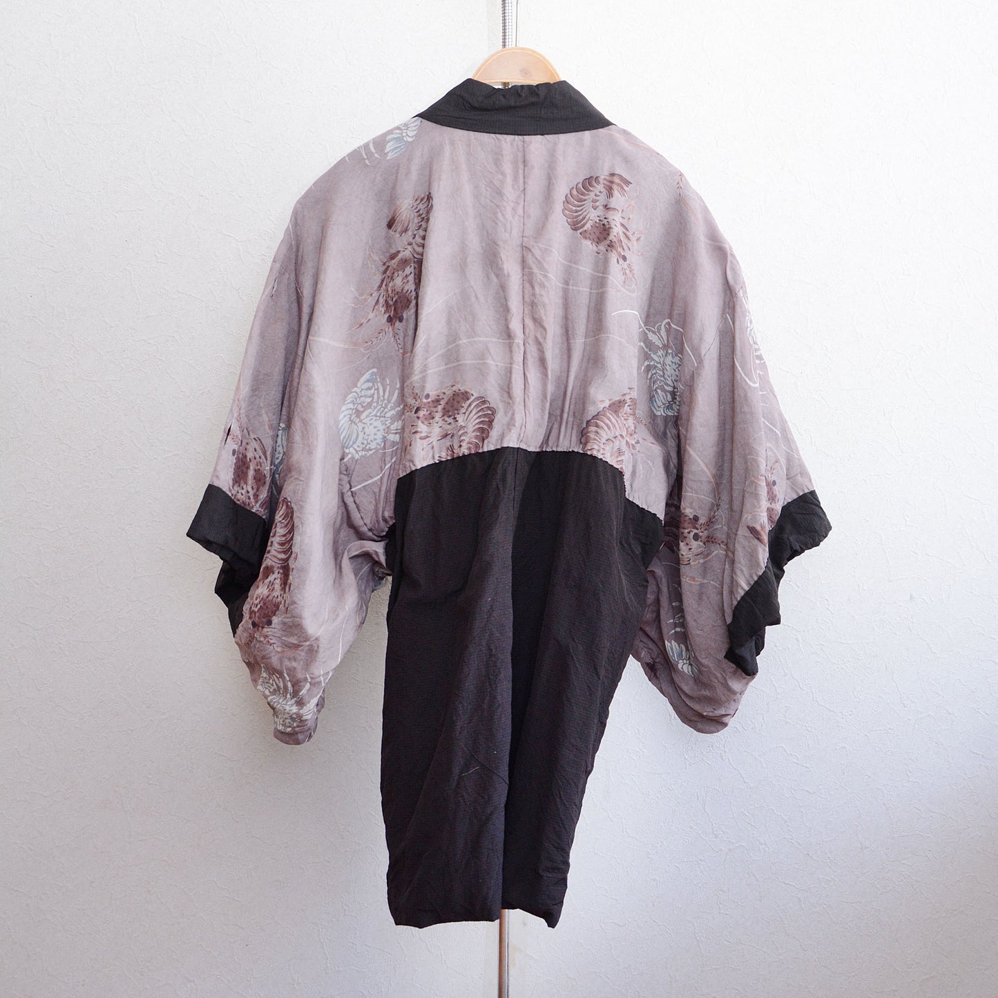 Lucky Shrimp Lining Japanese Vintage Haori for Men | One-of-a-Kind Kimono Jacket