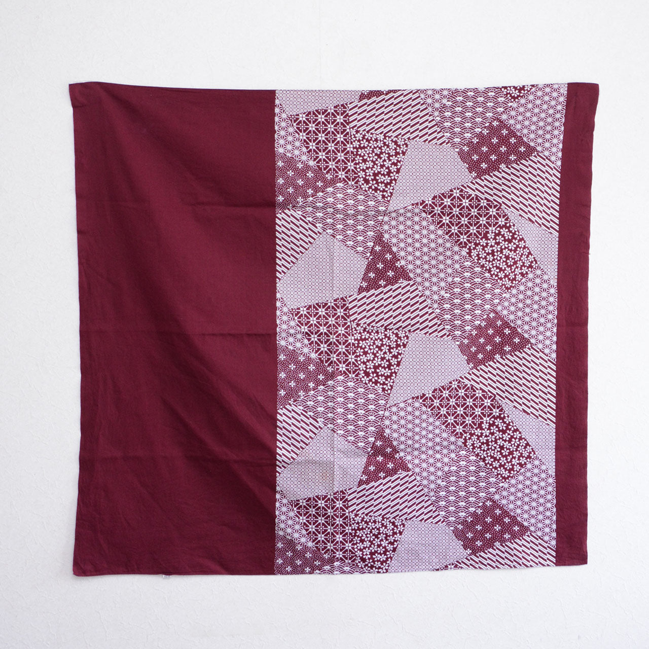 Large cotton wrapping cloth featuring geometric Japanese motifs