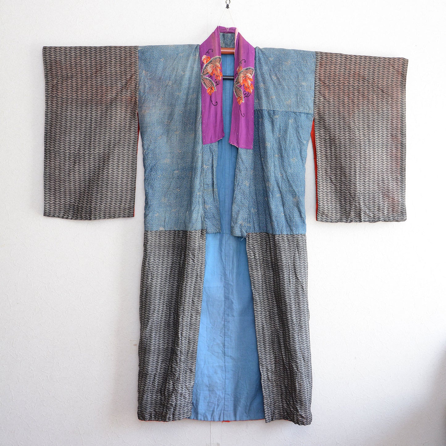 Juban For Women Kimono Robe Long Crazy Pattern Butterfly Japan Vintage