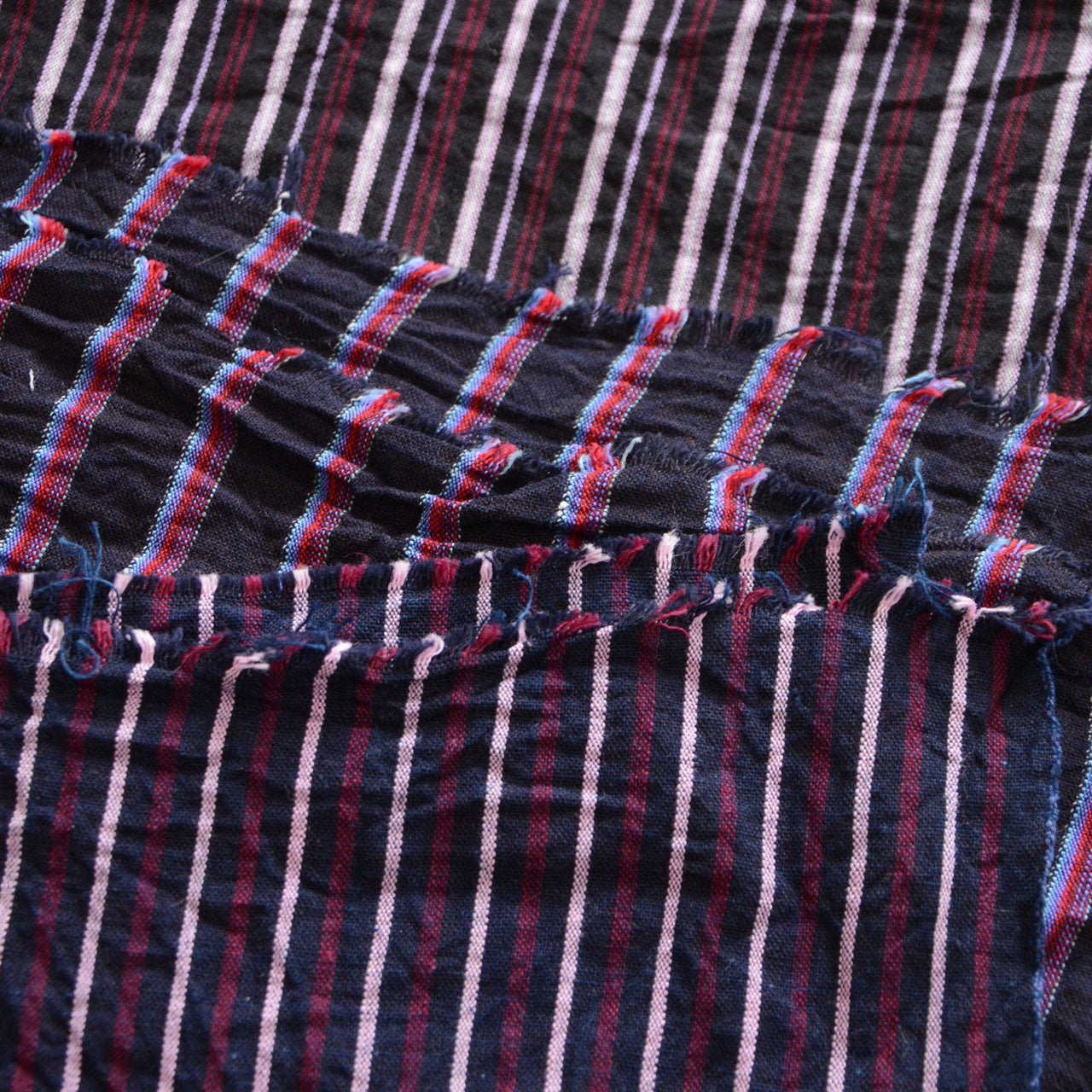 Set of 5 antique Japanese cotton scraps, ideal for boro stitching and visible mending projects