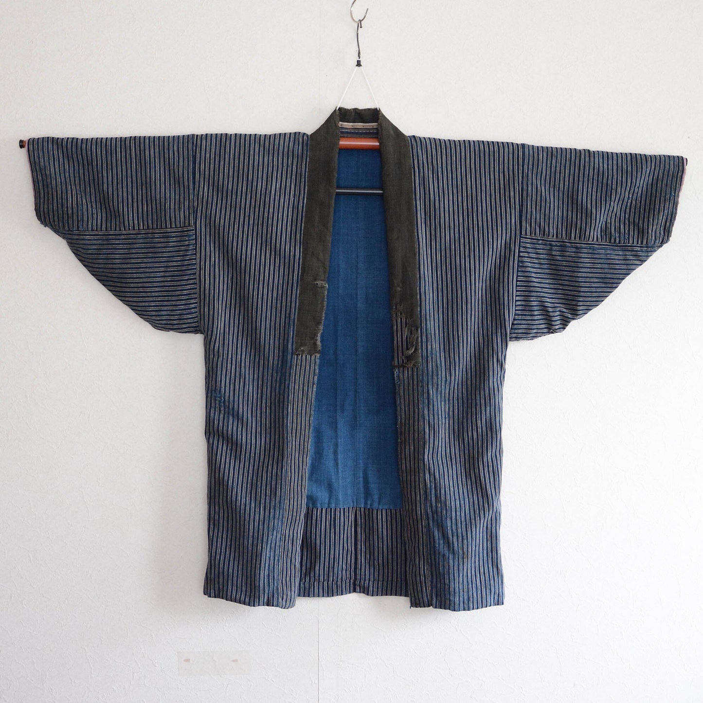 Noragi Jacket Indigo Dyed Kimono Japanese Fabric Cotton Vintage Crazy Pattern