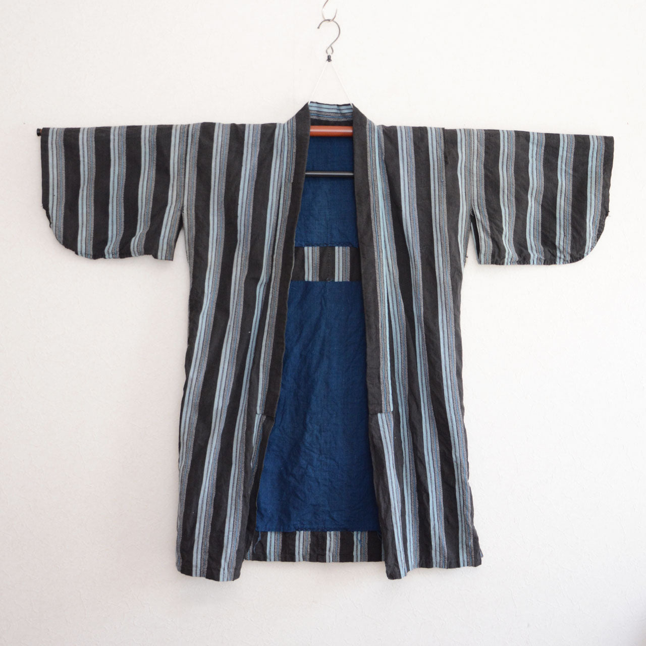 early Showa era Japanese workwear noragi with indigo lining