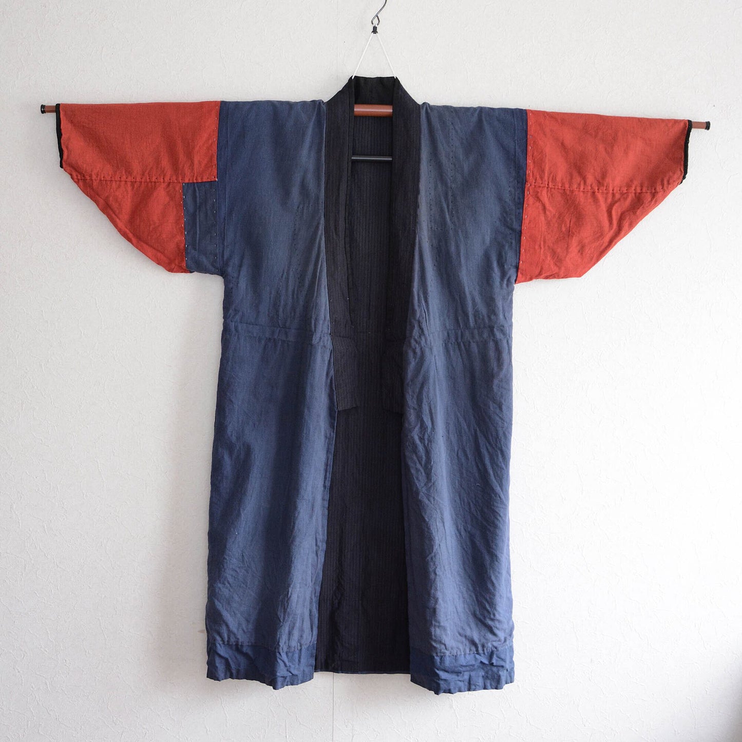 Crazy Patchwork Indigo Kimono Robe Long Japanese Fabric Vintage