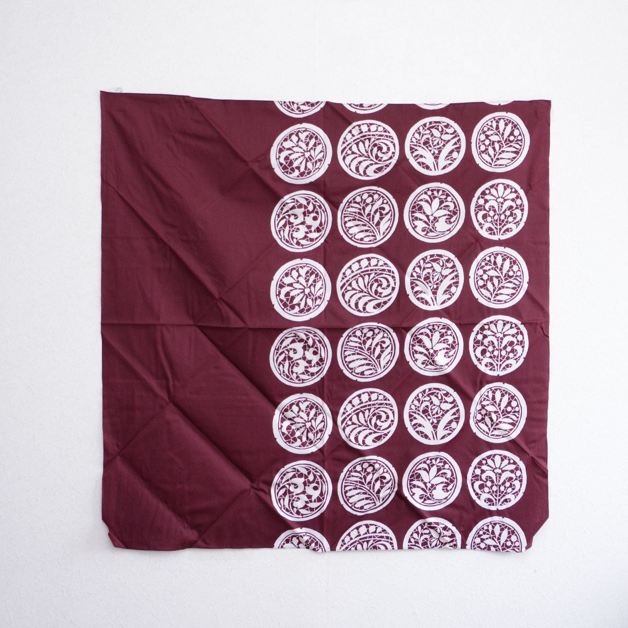 Unused deadstock furoshiki from the late Showa era with white emblem-like patterns