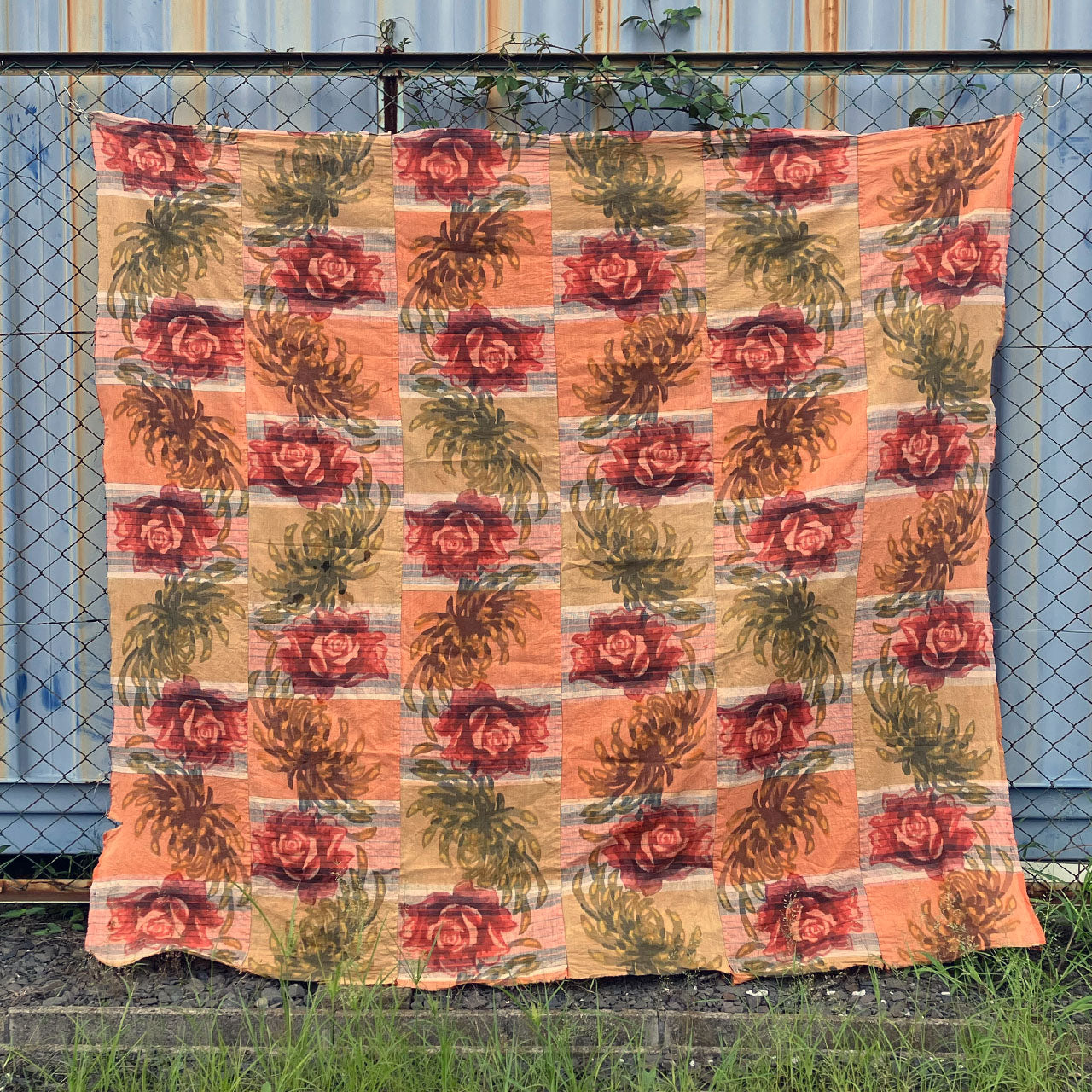 mid-Showa era Japanese fabric with floral