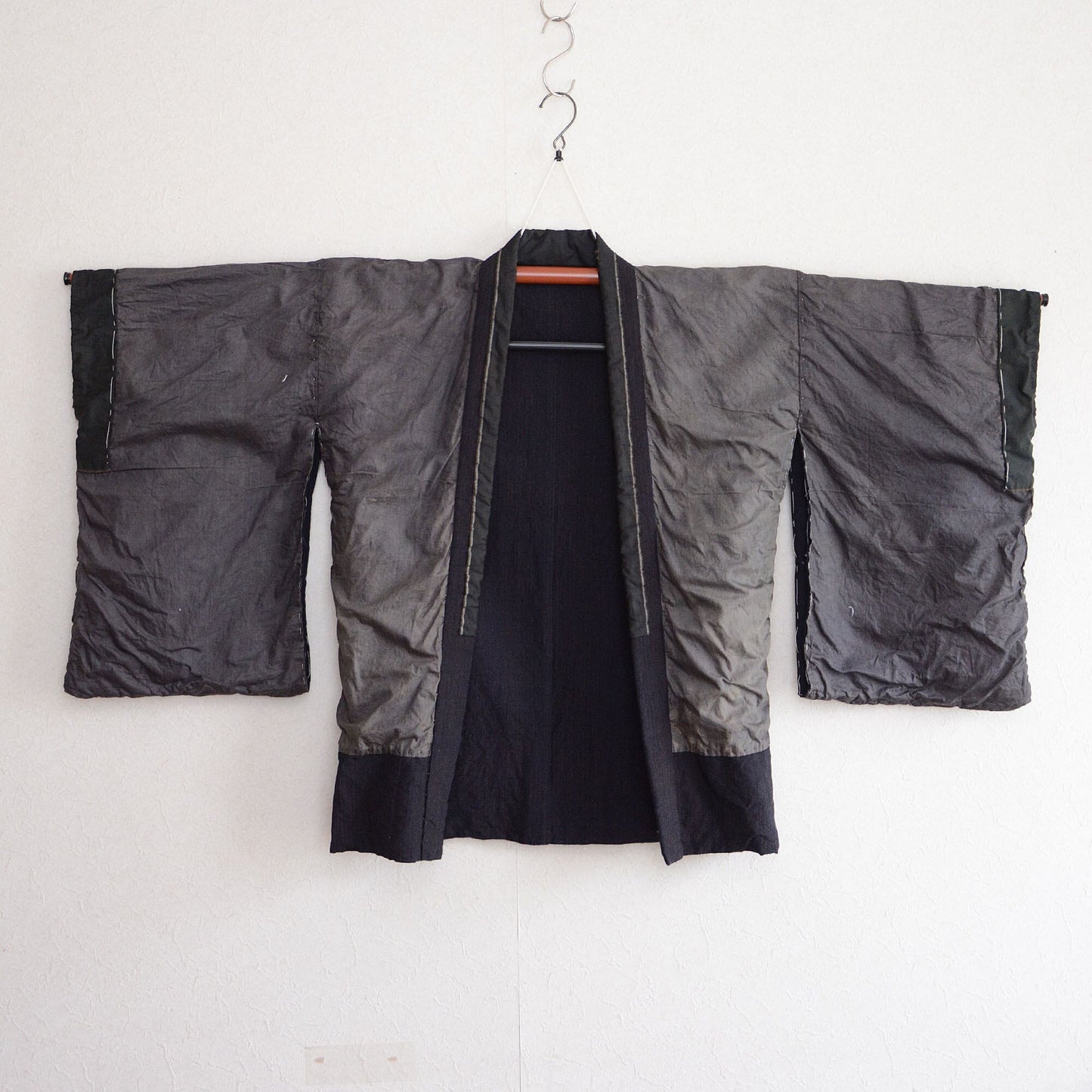 Kimono Jacket Japanese Fabric Vintage Crazy Pattern Indigo Stripe