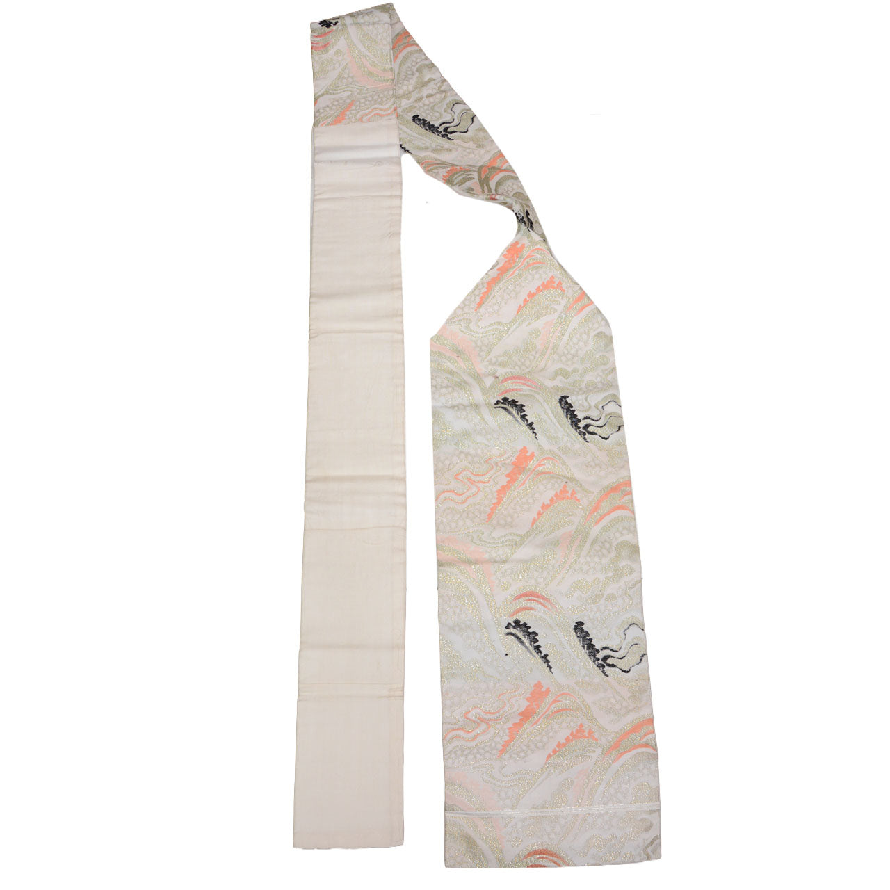 Showa era Japanese vintage Nagoya obi belt featuring geometric textile design