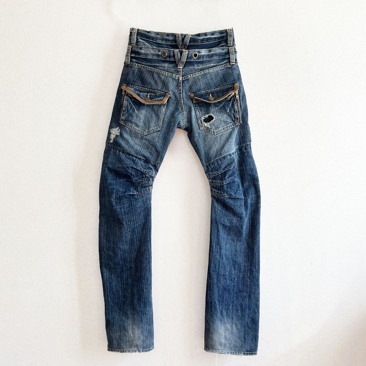 Y2K PPFM jeans with layered waist design