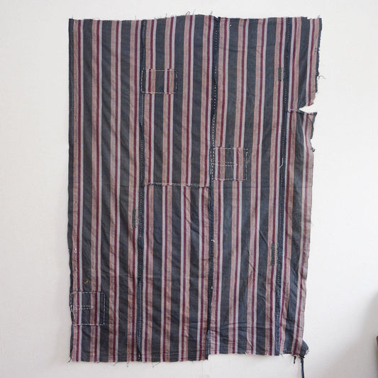 Boro Fabric Japan Vintage Cotton Indigo Stripe Pattern Textile Hand Stitching