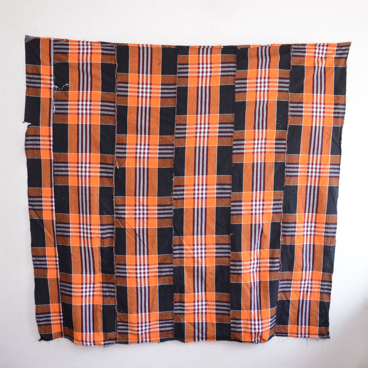 Japan vintage cotton textile with check pattern