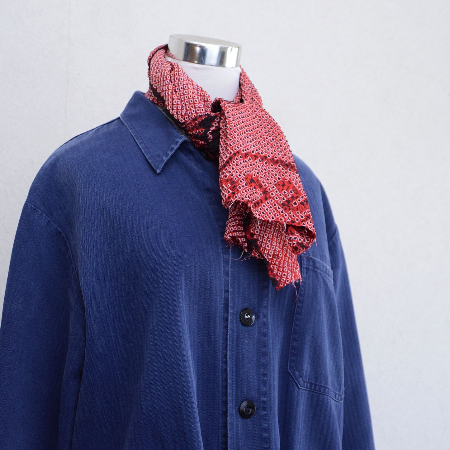 Obiage Shibori Fabric Red Japan Vintage Can be used as a scarf 1