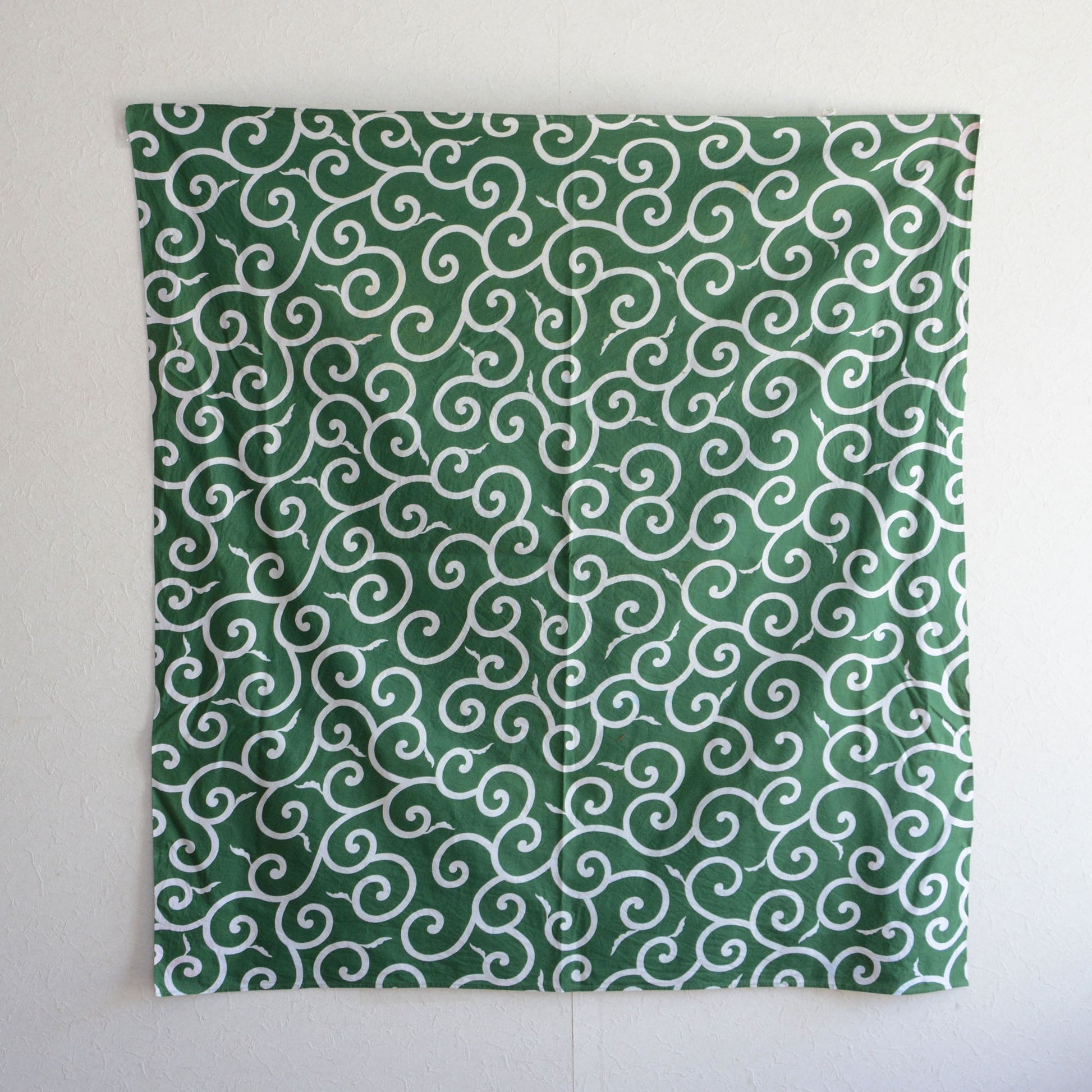 Vintage cotton wrapping cloth featuring Japanese karakusa design