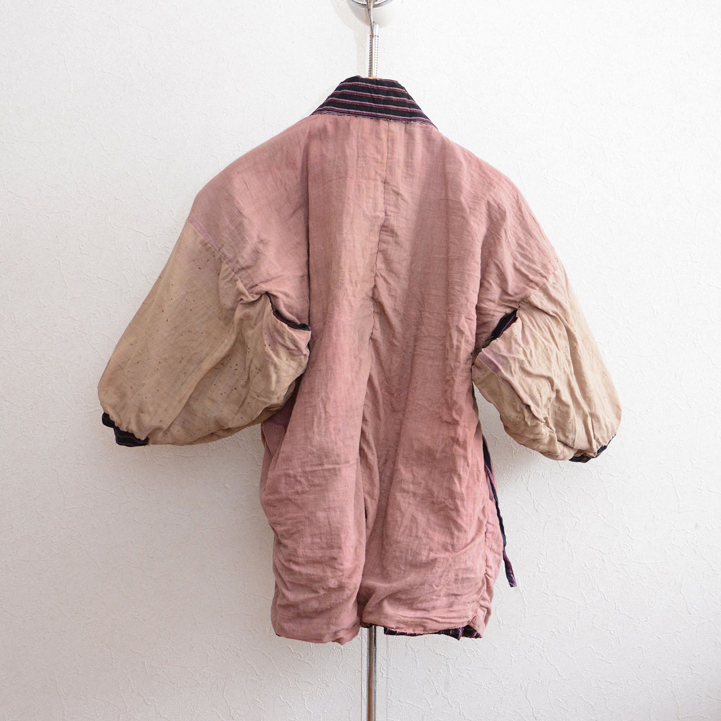 Boro Noragi Antique Kimono Jacket Japanese Fabric Cotton Vintage Stripe Pattern Crazy Patchwork Fade