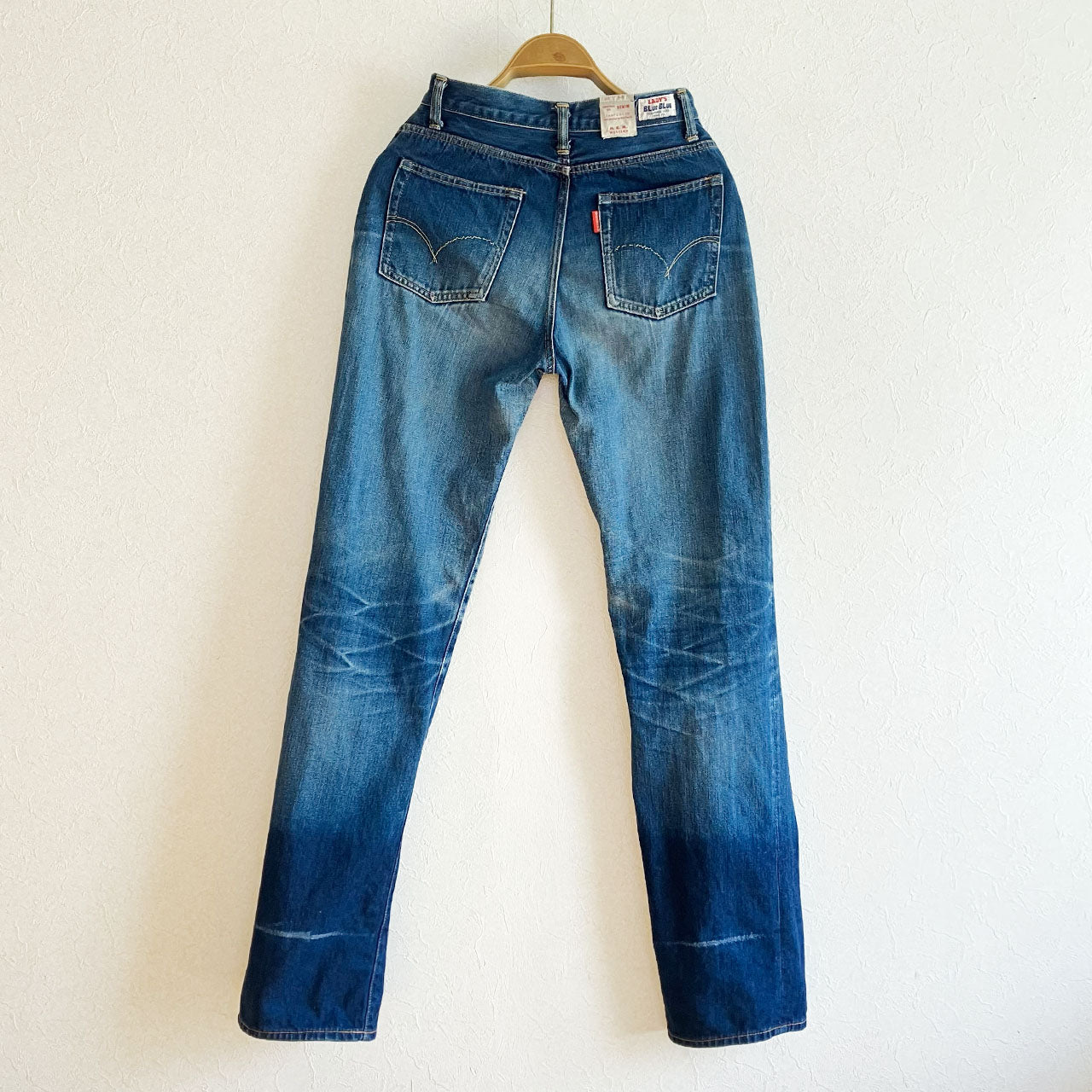 Japanese BLUE BLUE jeans with authentic worn-in fading