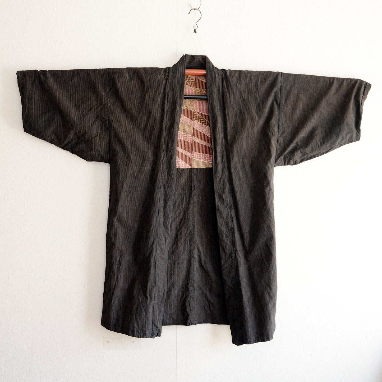 Haori Jacket Men Kimono Japanese Fabric Cotton Vintage Stripe Pattern