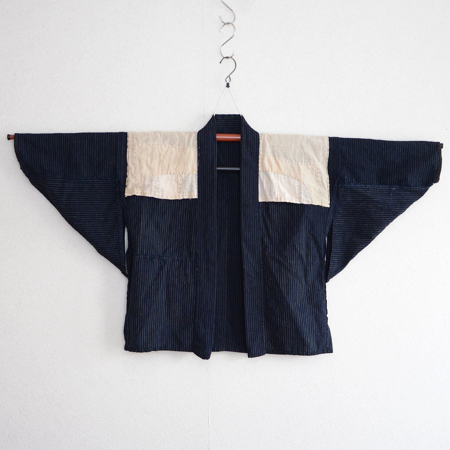 Boro Noragi Jacket Kimono Japanese Fabric Cotton Vintage Patchwork Repair Stripe Pattern