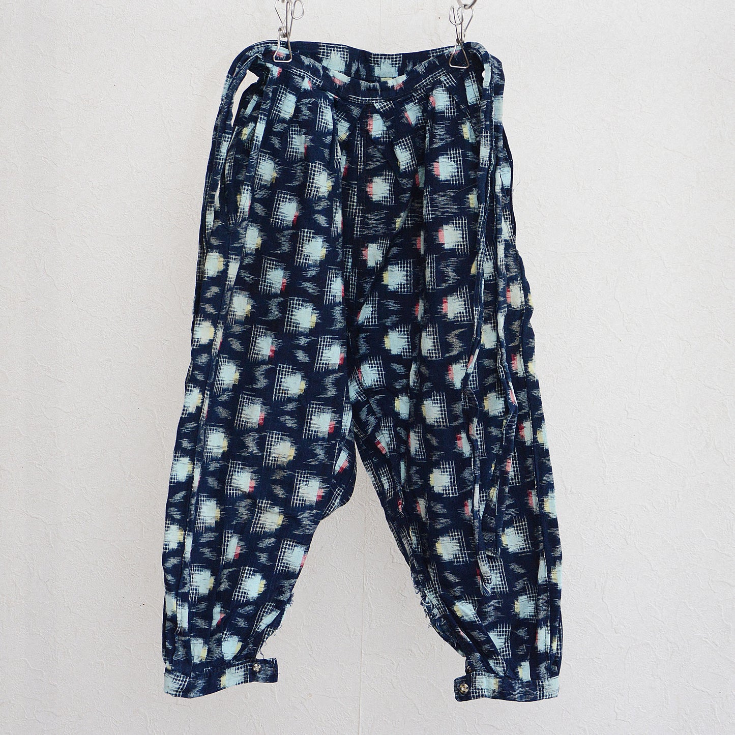 Monpe Pants For Children Kimono Japanese Fabric Vintage Indigo Aizome Kasuri Pattern