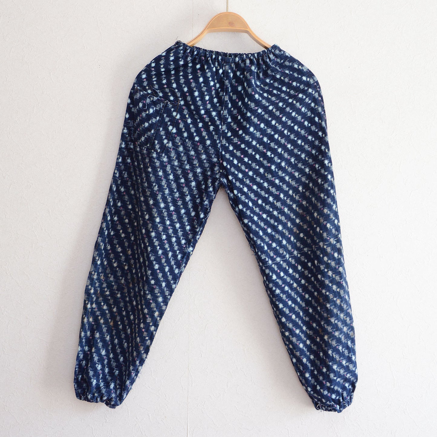 Monpe Pants Noragi Japanese Fabric Vintage Indigo Kasuri Pattern