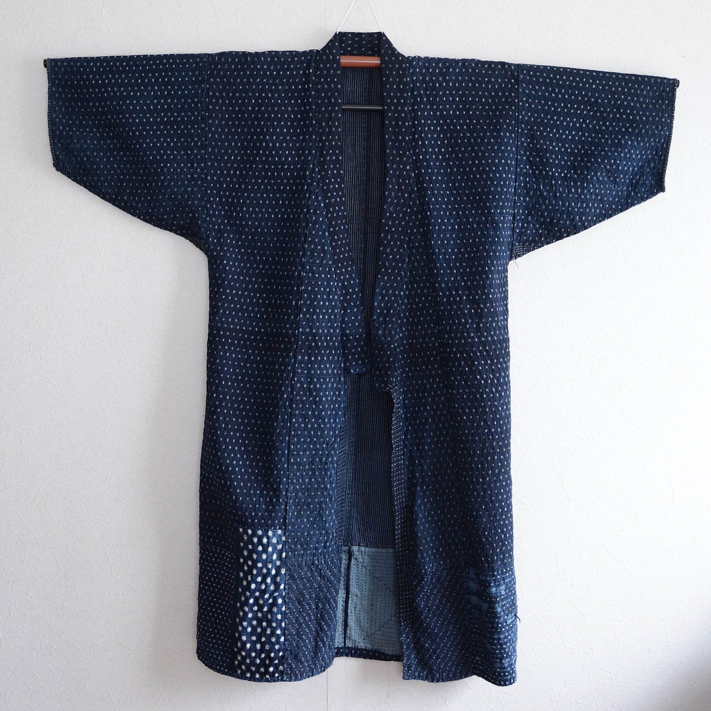 boro sashiko noragi jacket indigo kasuri fabric crazy pattern kimono cotton japan vintage