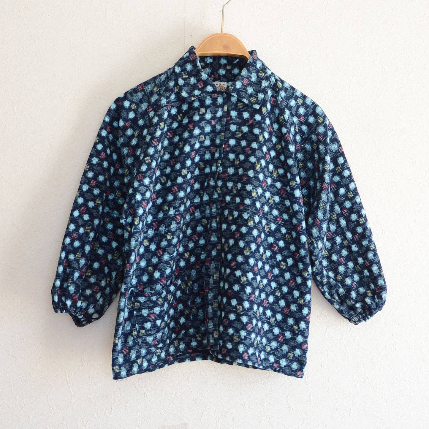Kasuri Fabric Shirt Cotton Japanese Indigo Aizome Vintage