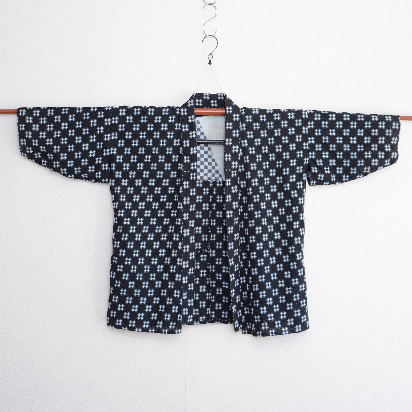 Noragi Jacket Kimono Japanese Fabric Cotton Vintage Kasuri Pattern