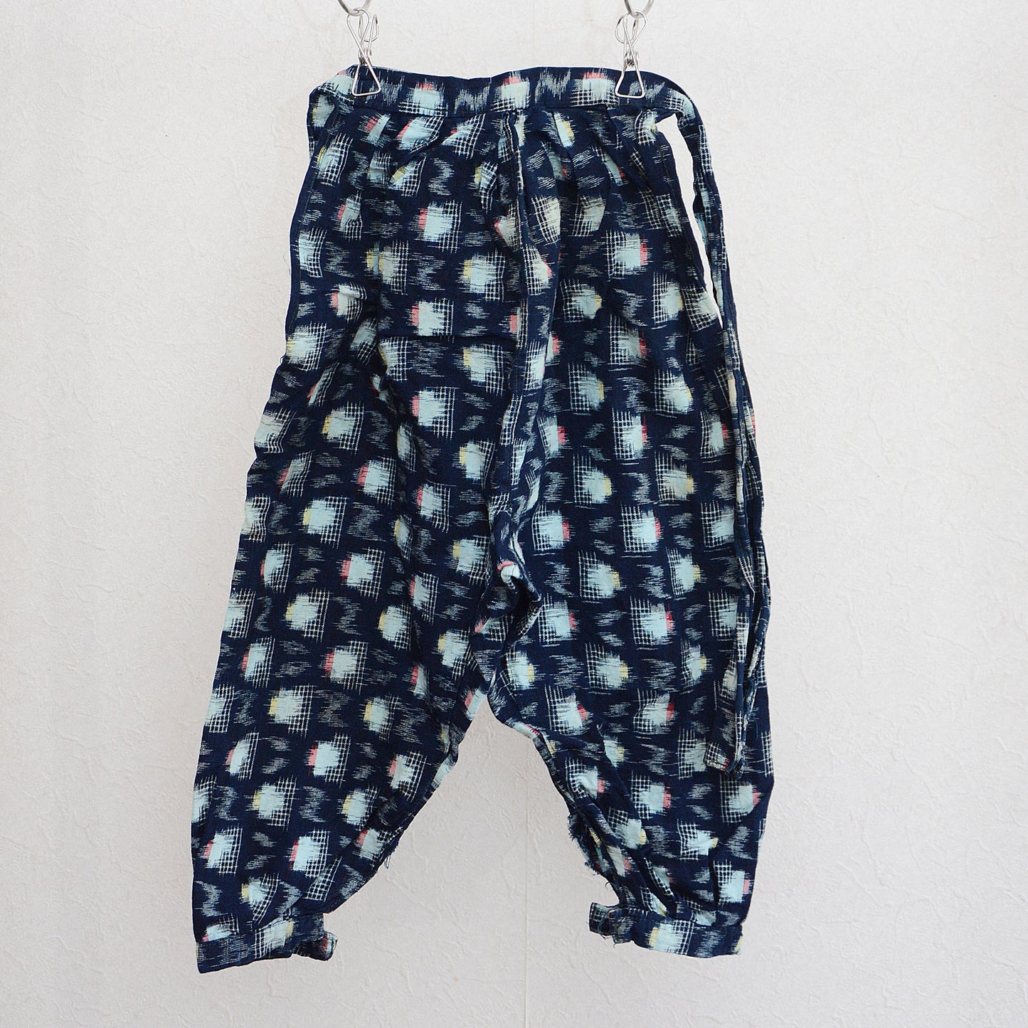 Monpe Pants For Children Kimono Japanese Fabric Vintage Indigo Aizome Kasuri Pattern