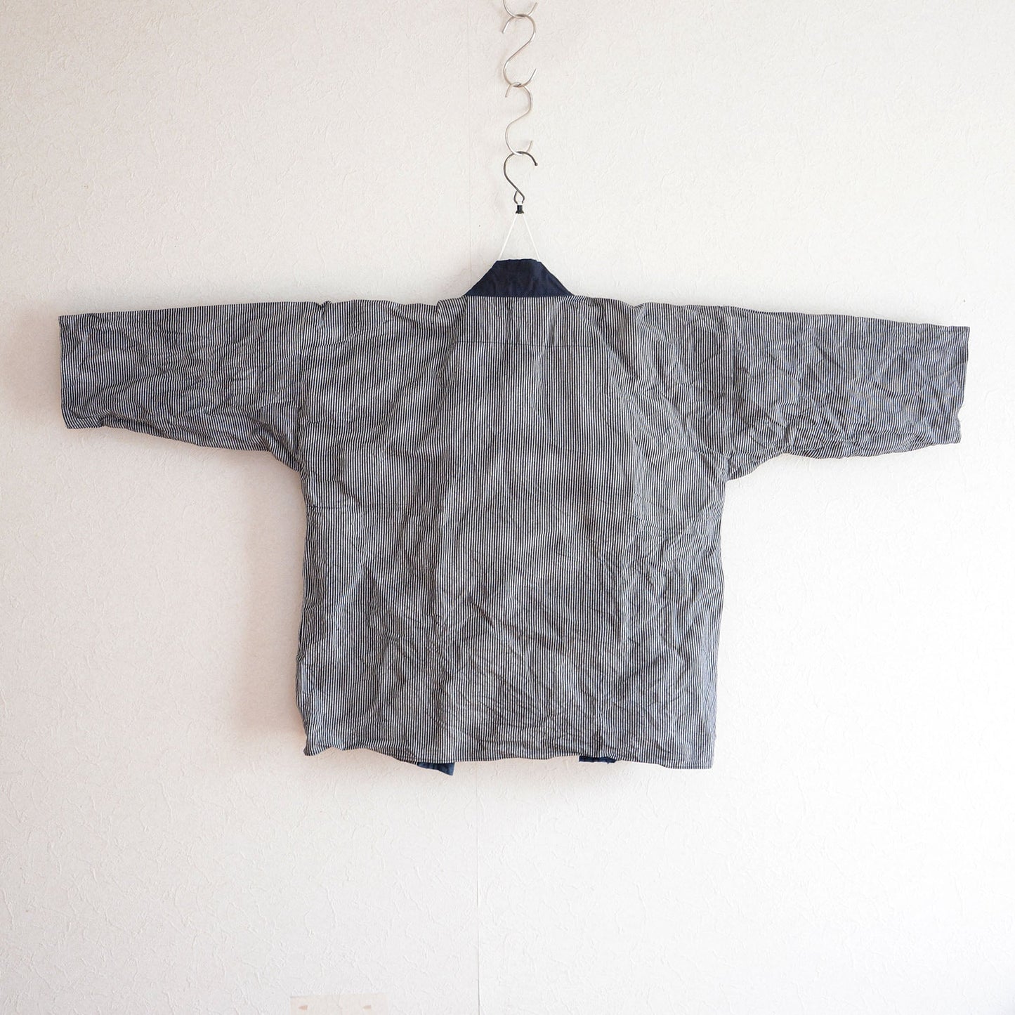 Hanten Jacket Happi Coat Men Kimono Cotton Japan Vintage Indigo Dyed Collar Kanji