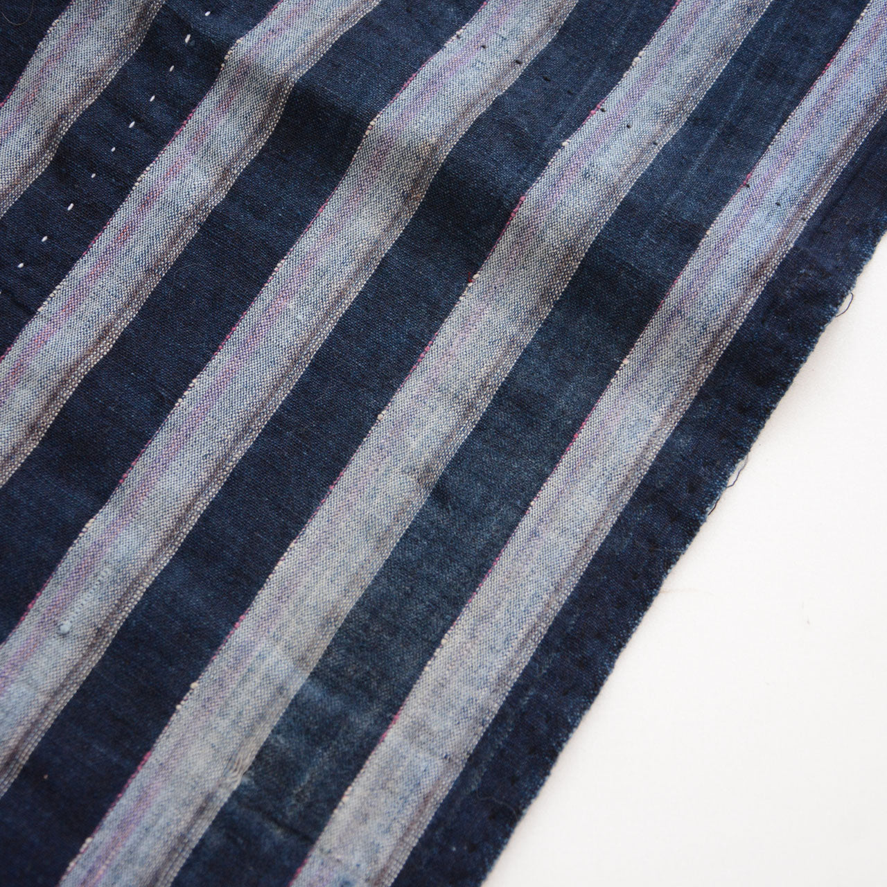 Japanese Boro-style patched cotton fabric with traditional stripes