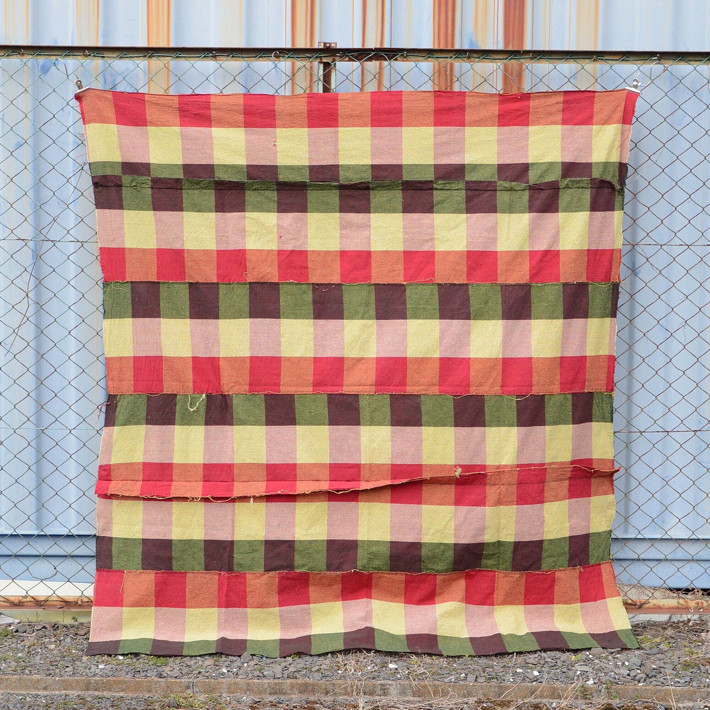 japanese fabric vintage cotton checkered pattern futon cover textile cloth
