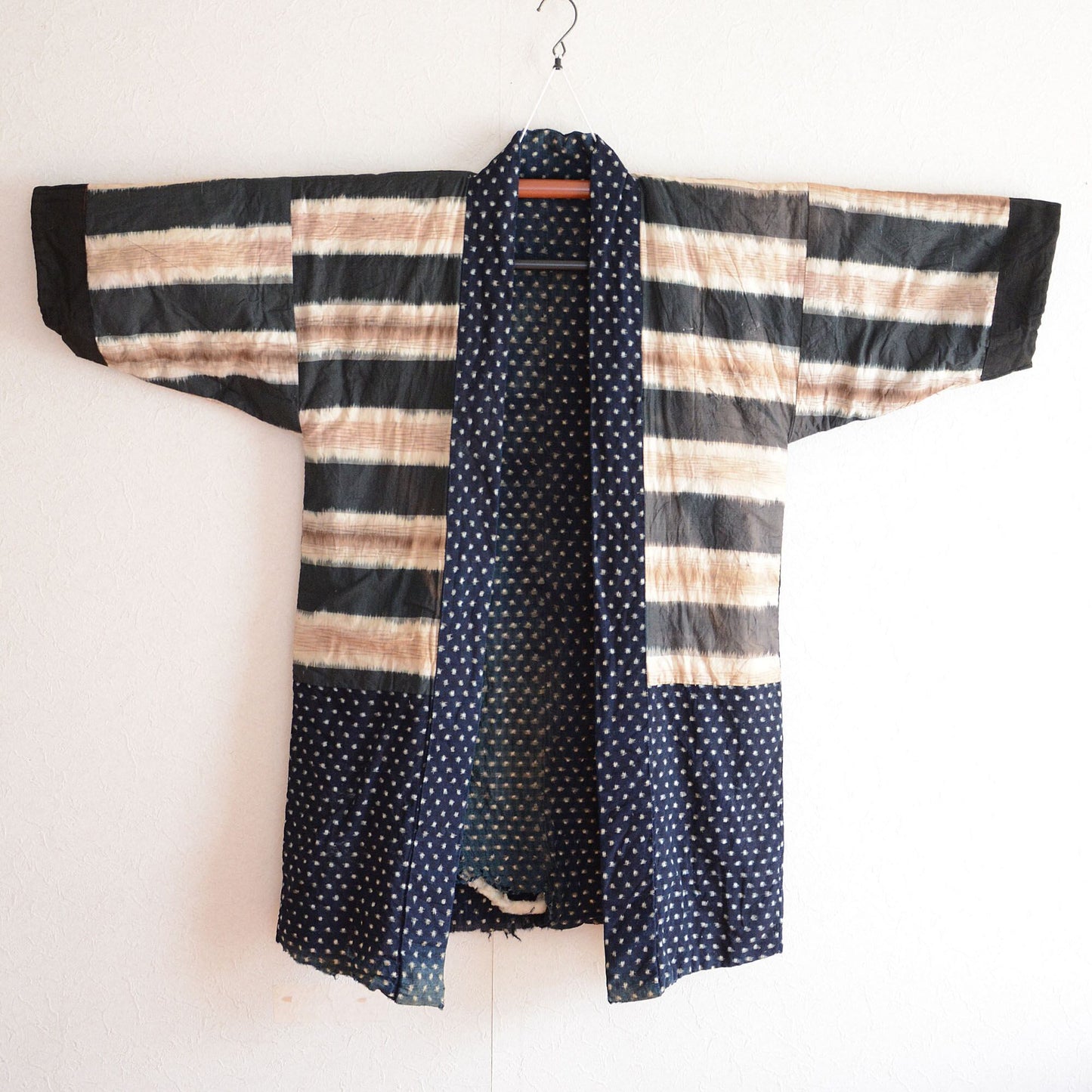 boro hanten jacket haori kimono indigo kasuri fabric japan vintage