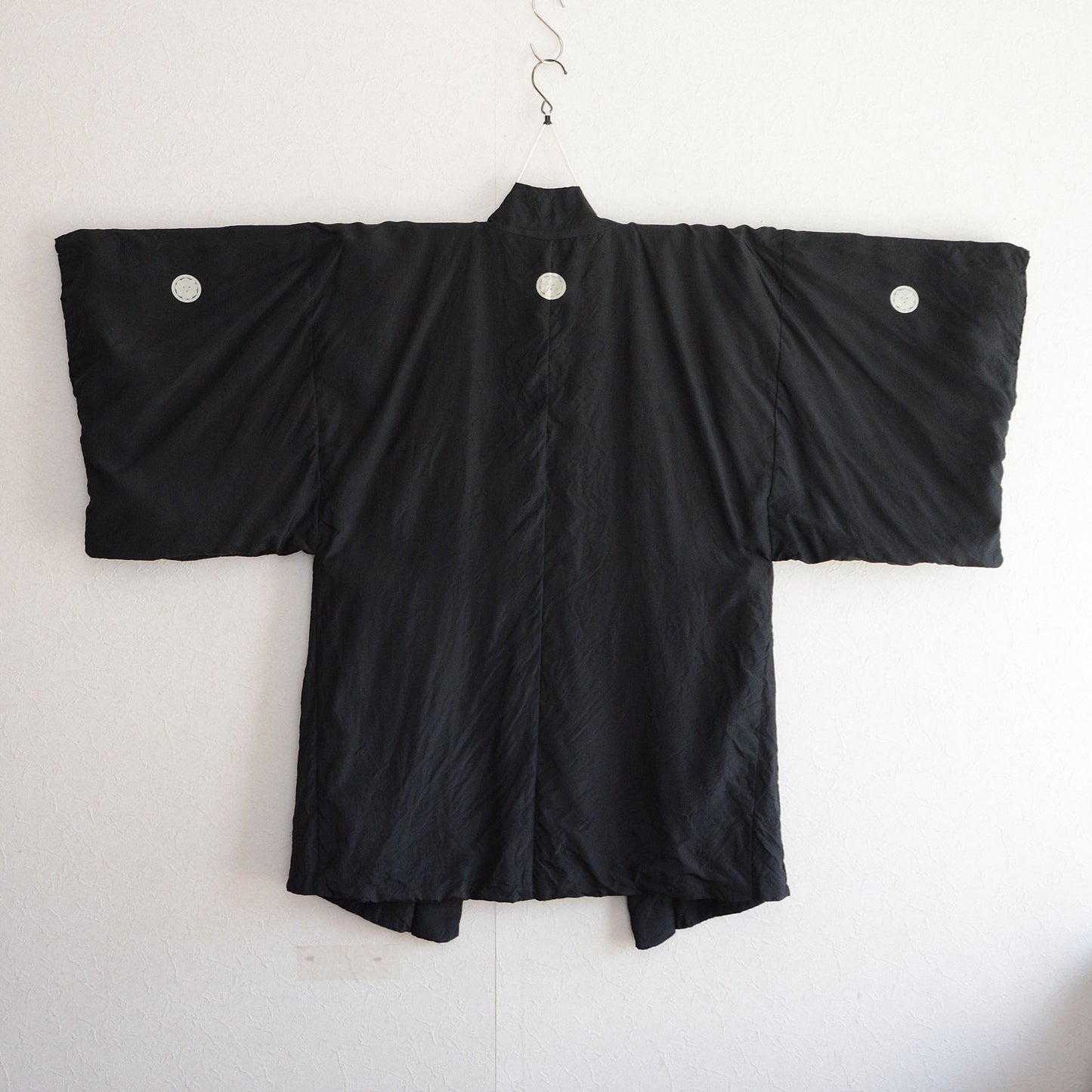 Black Haori Jacket Kimono Japane Vintage Montsuki Nihonga Art