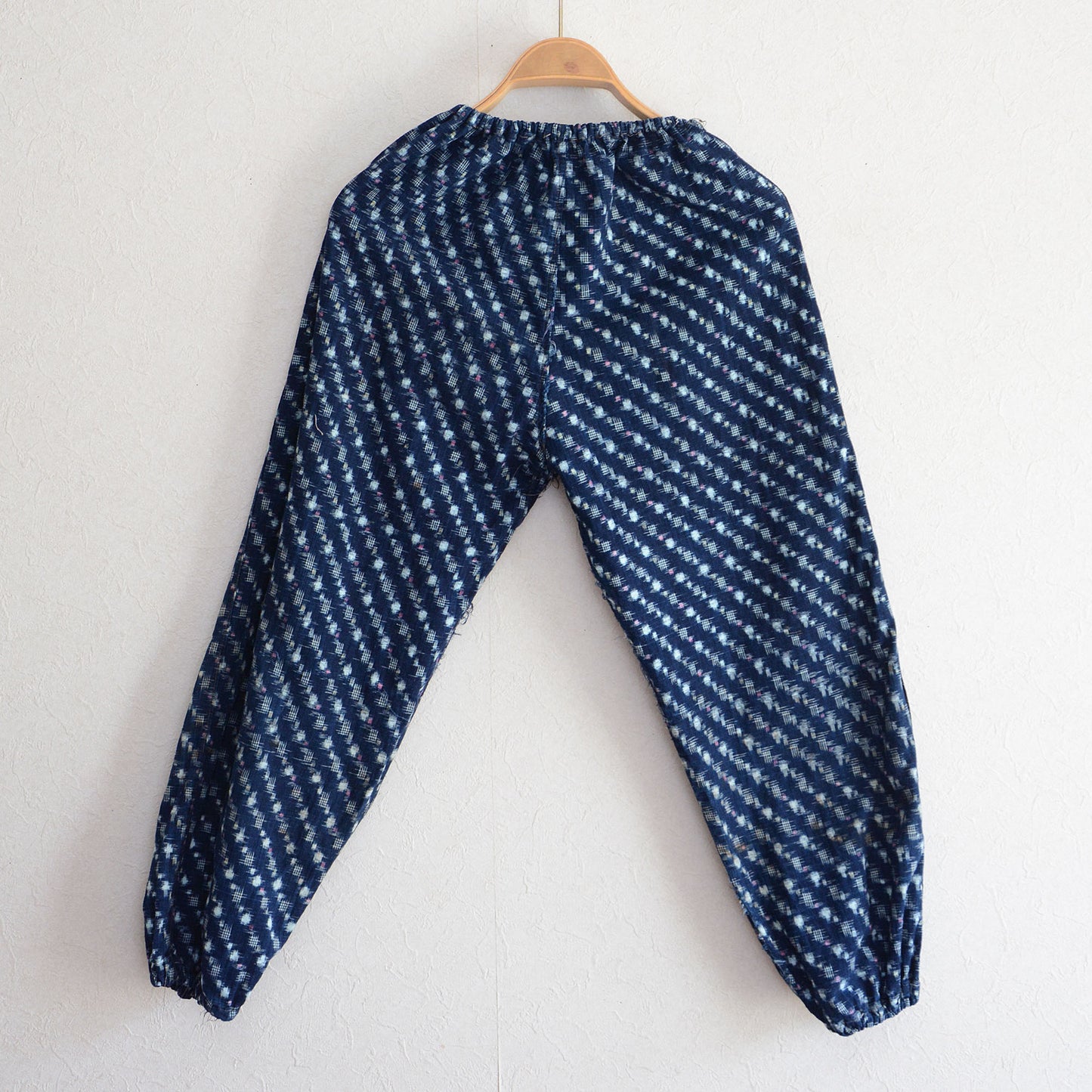 Monpe Pants Noragi Japanese Fabric Vintage Indigo Kasuri Pattern